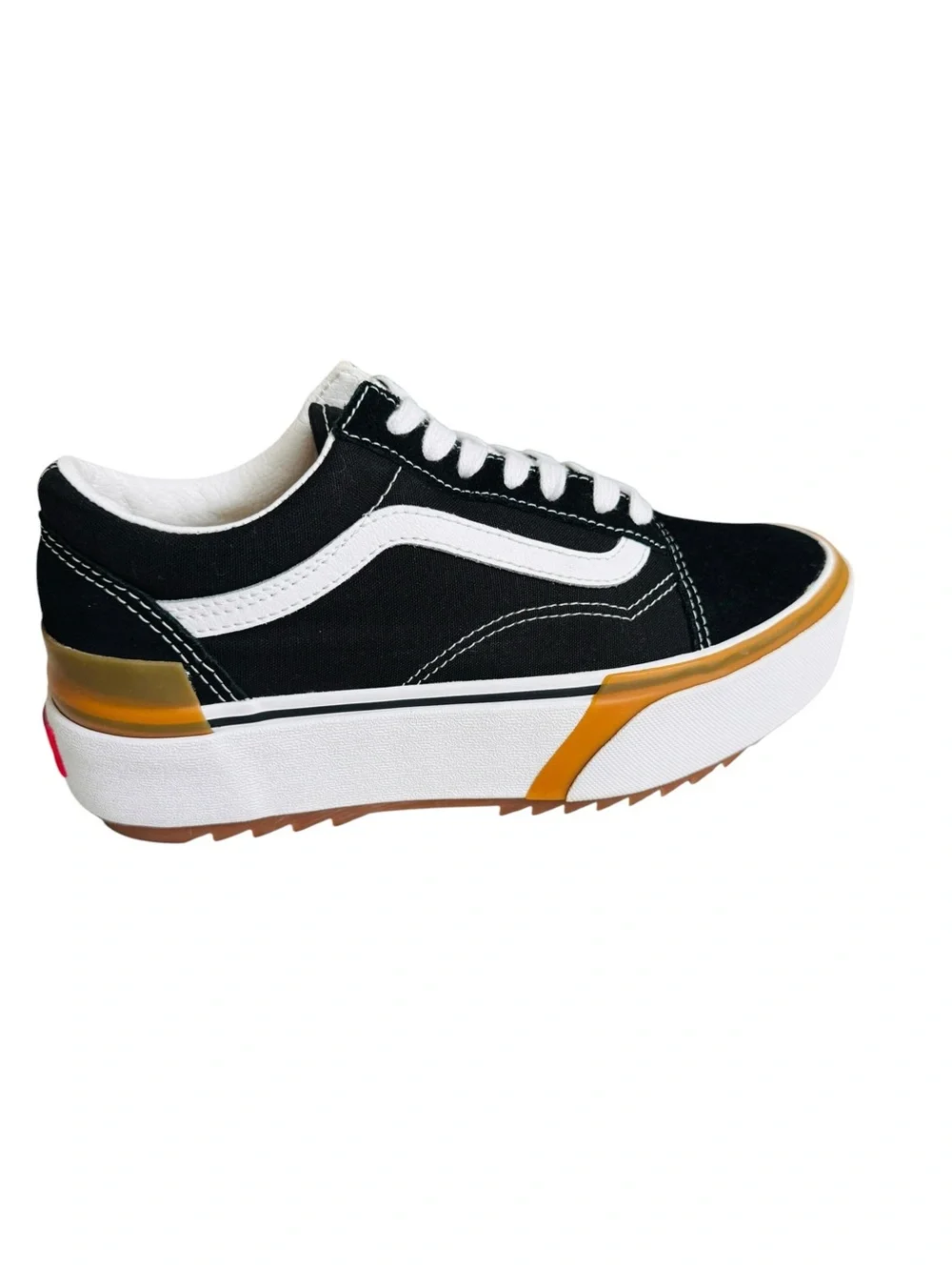 Vans Old Skool Women’s 7.5 Men’s 6 Black White Platform Lug Gum Sneakers